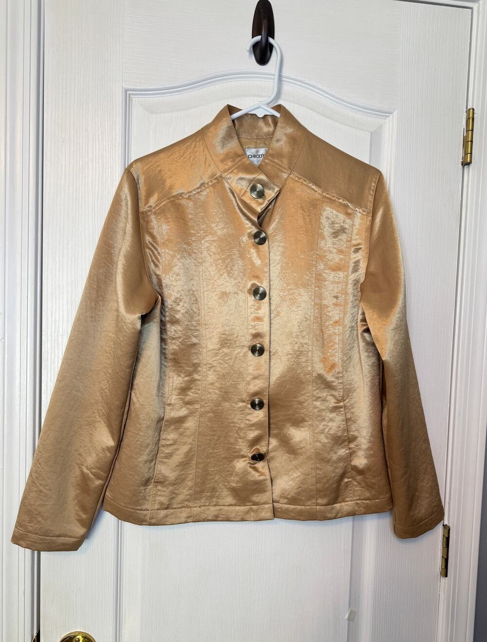 Chicos Women's Gold Button Up Blazer Jacket Size 2 (12)
